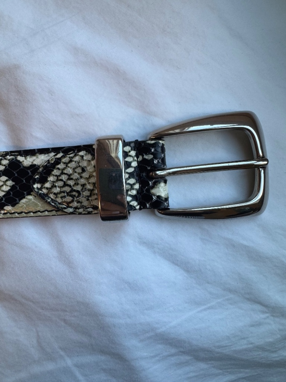 Khaite Benny Python Snake-Embossed Leather Belt Silver Buckle Size 80 - Picture 6 of 7